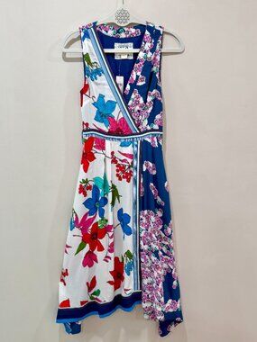 Maeve Anthropologie Floral Asymmetrical Midi Dress Size 0/XS Garden Party